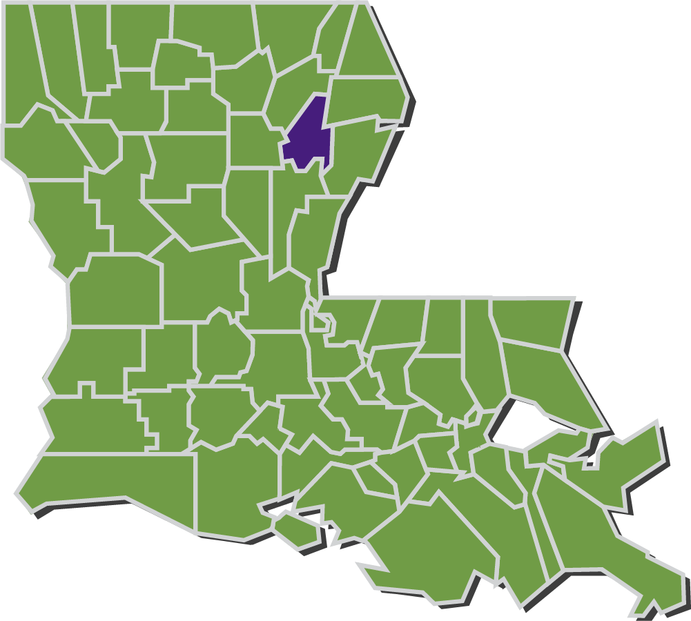 Map of Louisiana parishes with Franklin parish highlighted in purple.